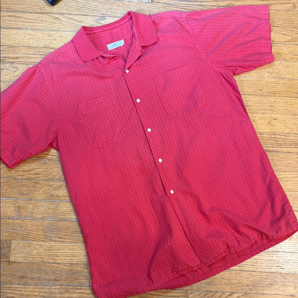 🌴VINTAGE SCHNITT SHIRT - RED PRINT - MEN’S M🌴